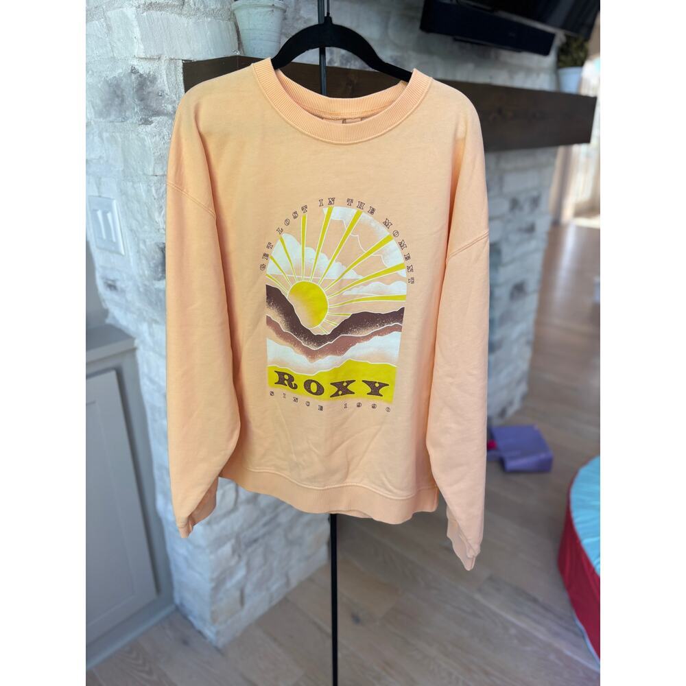 Roxy Girls Peach Parfait Lineup Crewneck Terry Sweatshirt Size XL - Picture 4 of 6
